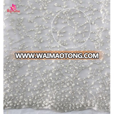 Fashion Bridal Couture White Heavy Beaded Fabrics For Wedding Dresses