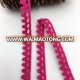 0.8cm pink OLCT071 latest textile crocheted daisy lace for shaoxing wedding fabric