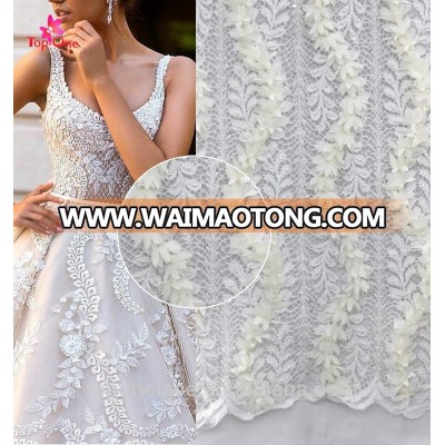 2018 Haute Couture White Elegant Bridal Lace Fabric 3d Lace Fabric for bridal lace fabric