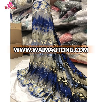 Elegant african lace fabrics with embroidery flower for party dress