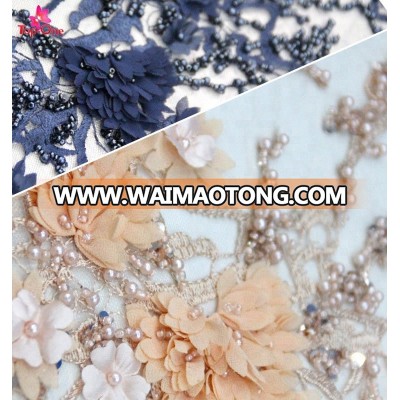 Luxury Korean embroidery beaded bridal lace for wedding