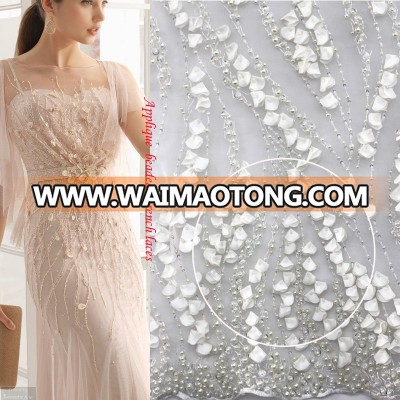 lady fashion white bridal embroidered tulle lace fabric 3d lace italian lace fabric